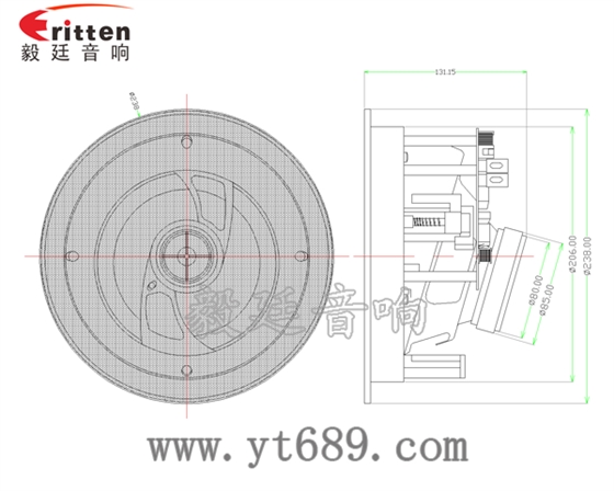 高端6.5寸吸頂式天花喇叭成品圖圓網(wǎng)罩