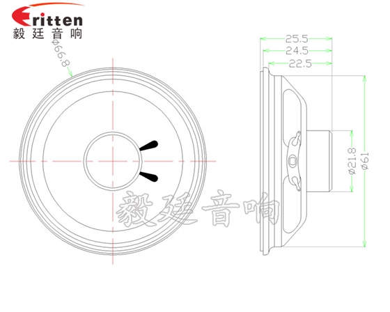 66mm全頻內磁喇叭成品圖