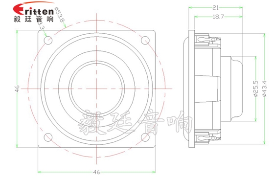 46mm5w高品質內磁學習機喇叭成品圖